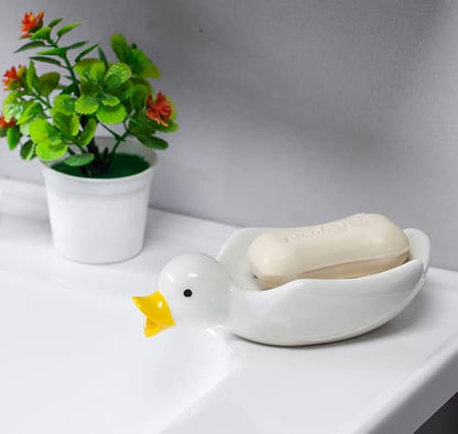 🔥🔥2024 HOT SALE 49% OFF - Cute Ceramic Duck Soap Storage Drainer Box No Standing Water