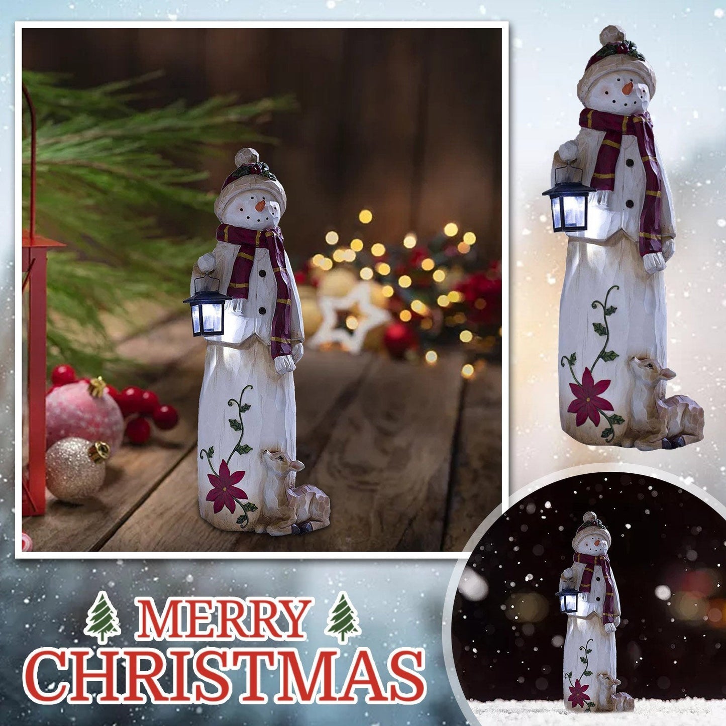 Woodland Snowman with Electronic lamp