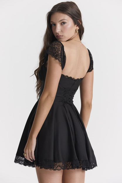 lusailstore™ - Black A-Line Mini Dress