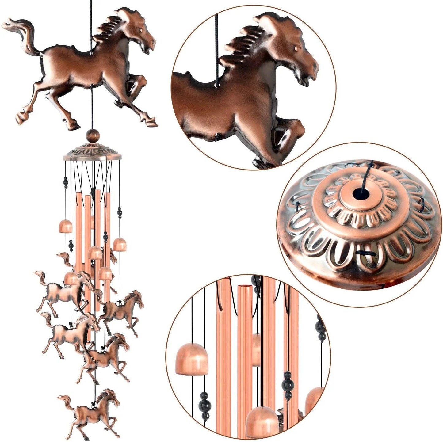 alwaysdwellTM - (🔥New Year Promotion--48%OFF)Pure hand-made Copper Horse wind chimes