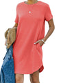 alwaysdwellTM - Casual short-sleeved T-shirt dress with pockets