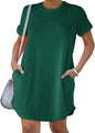 alwaysdwellTM - Casual short-sleeved T-shirt dress with pockets