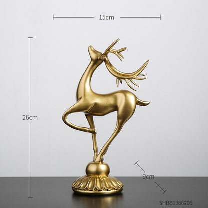 Handmade Golden Deer Animal Figurine