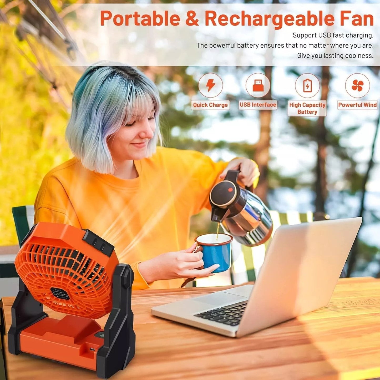 alwaysdwell™-Portable Camping Fan Rechargeable (free delivery)