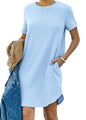 alwaysdwellTM - Casual short-sleeved T-shirt dress with pockets