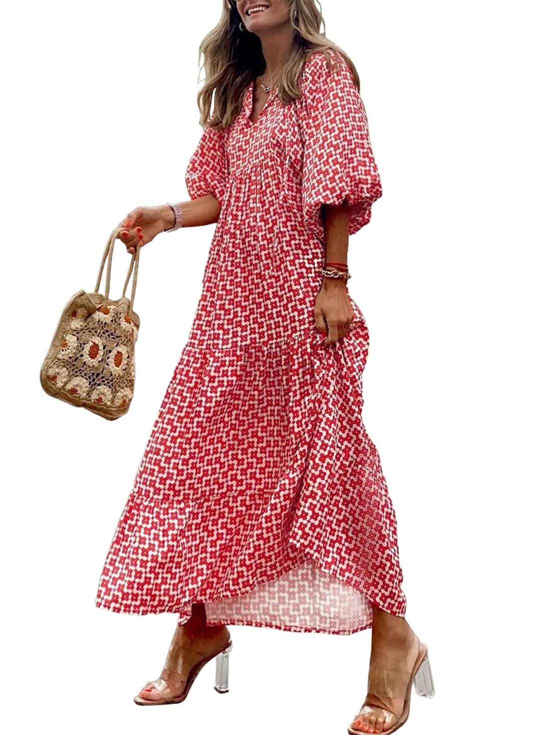 AlwaysdwellTM - 💥Special sale - Women's Puff Sleeve Floral Boho Maxi Dress