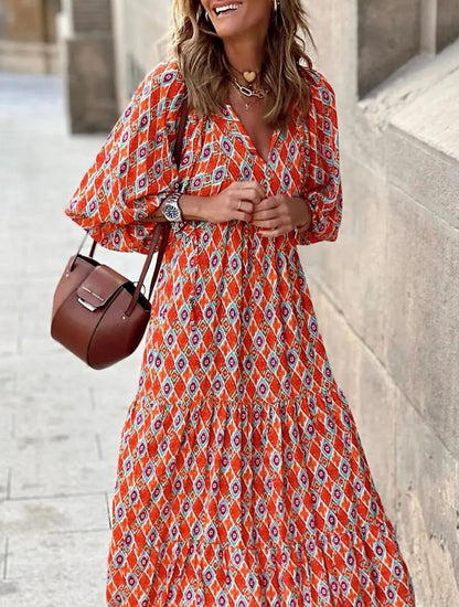 AlwaysdwellTM - 💥Special sale - Women's Puff Sleeve Floral Boho Maxi Dress