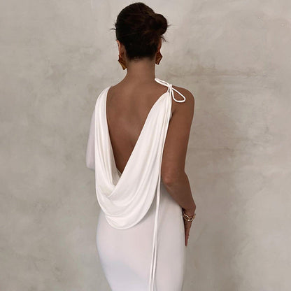 Women's Sexy Backless Maxi Dress Slim Dress