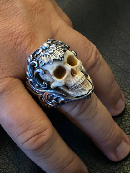 ⏰Hot Sale 49% OFF -Vintage Polish Floral Armor Antler Skull Ring