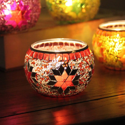 alwaysdwellTM - Mosaic glass candlestick European retro ornaments