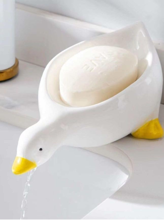 🔥🔥2024 HOT SALE 49% OFF - Cute Ceramic Duck Soap Storage Drainer Box No Standing Water