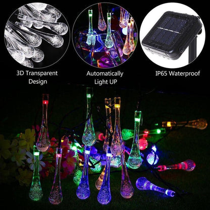 🌟8 Modes Solar Water Drop String Lights - 💐For Indoor Outdoor Decoration