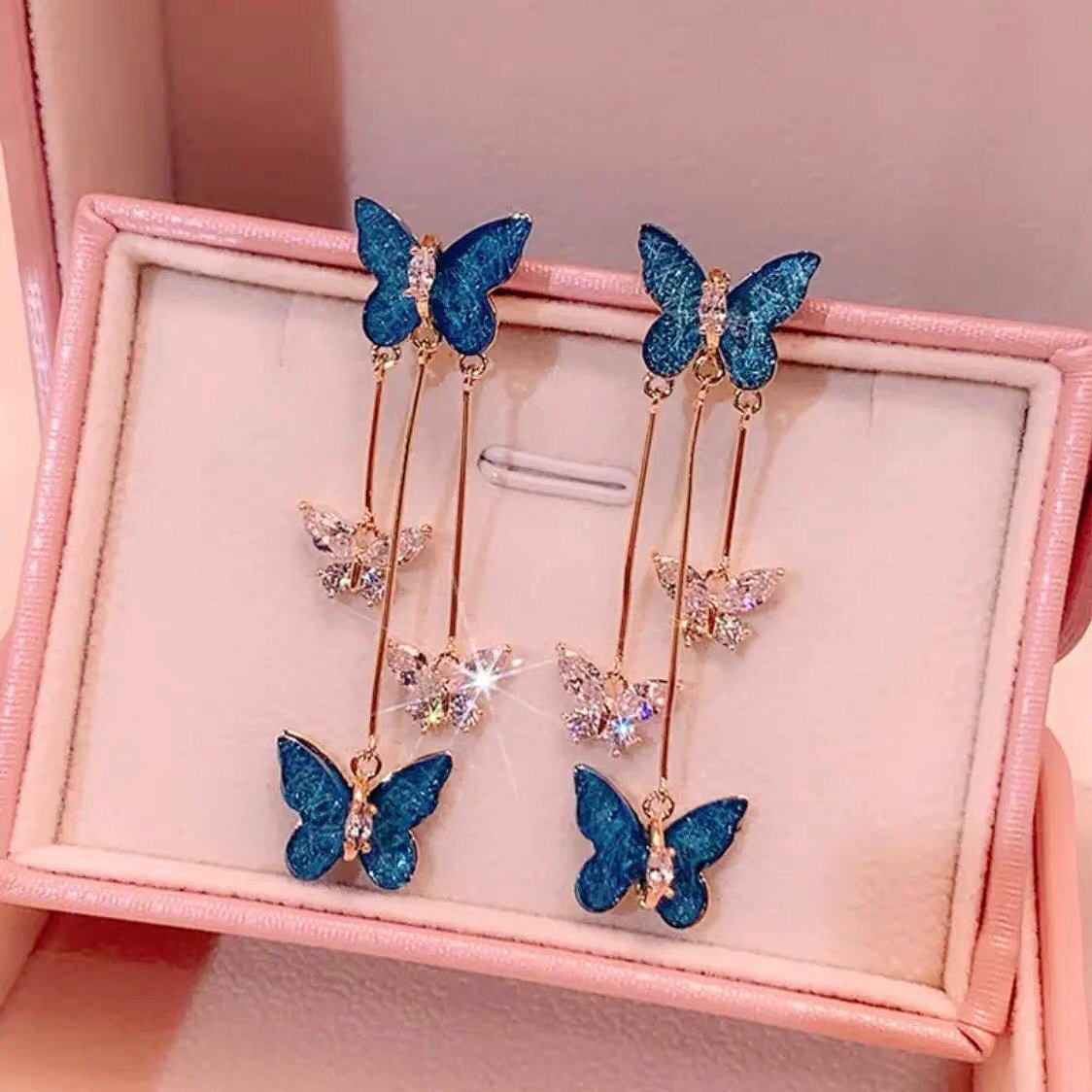alwaysdwell™ - Crystal Butterfly Tassel Earrings