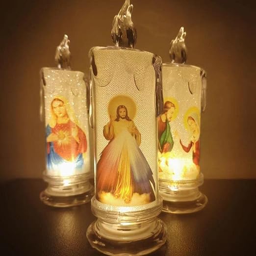 alwaysdwellTM - 🕯️🕯️LED prayer flameless candles, Jesus saints religious decoration, Christmas Easter gift