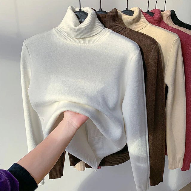 AlwaysdwellTM - Cozy Women's Turtleneck Fleece Pullover Sweater
