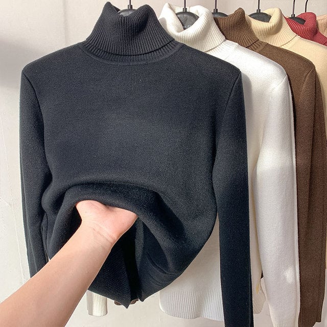 AlwaysdwellTM - Cozy Women's Turtleneck Fleece Pullover Sweater