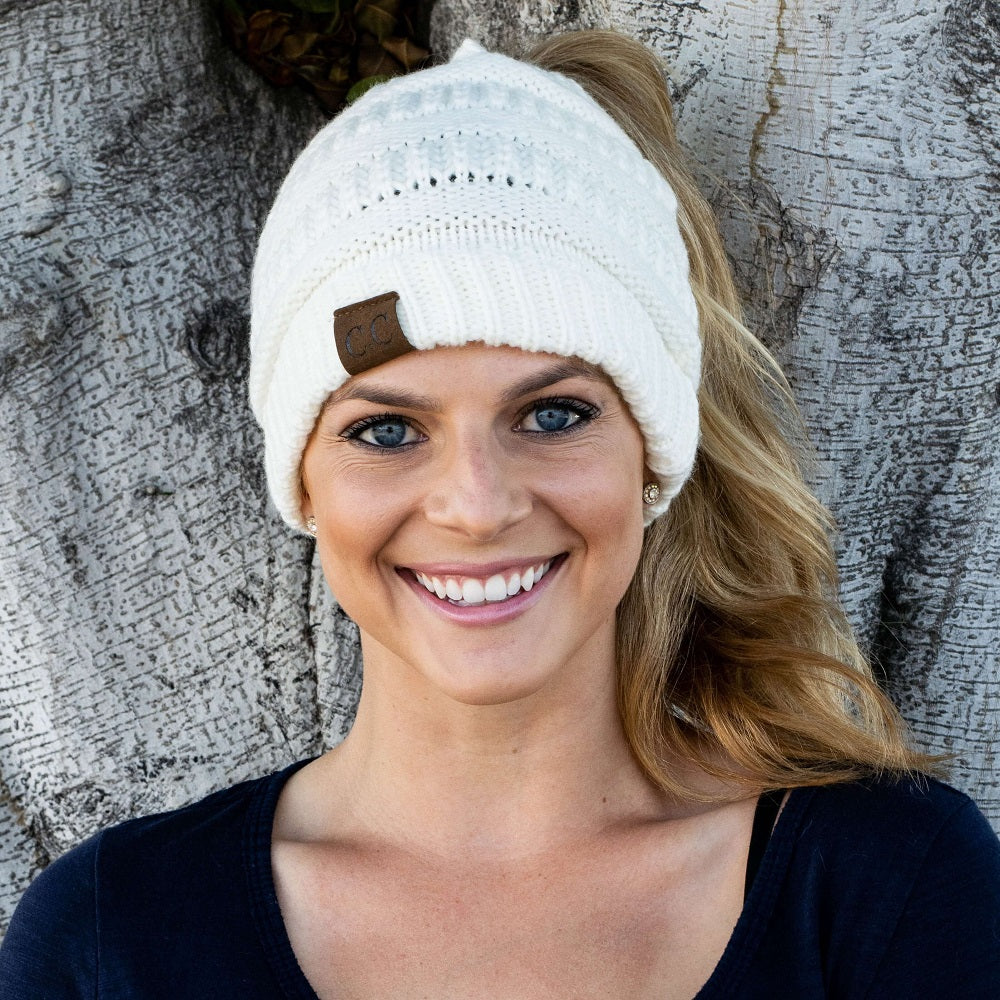 🔥Last Day Sale-48% OFF🎁Winter Soft Knit Ponytail Bun Beanie Hat