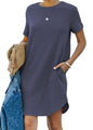 alwaysdwellTM - Casual short-sleeved T-shirt dress with pockets