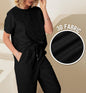 alwaysdwellTM - Casual short-sleeved loose top and wide-leg pants suit