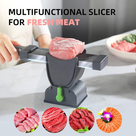 alwaysdwellTM - Meat Slicer For Fresh Raw Meat, Adjustable Thickness 2 Or 4 Mm, 17-In-1 Stainless Steel Meat Cleaver Kitchen Knife