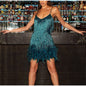 alwaysdwellTM - Women's Feather Fringe Sequin Spaghetti Strap Dress