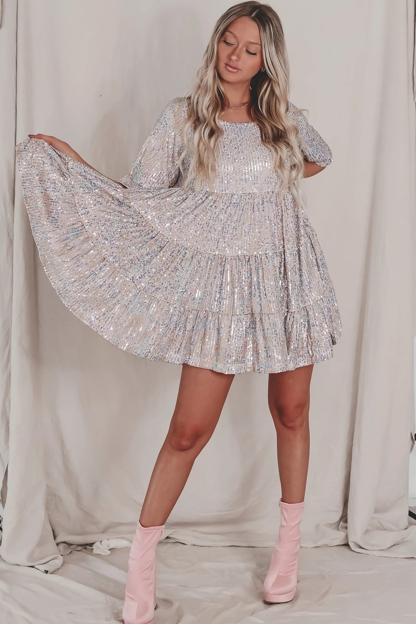 ✨Sequin Baby Doll Dress