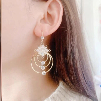 49% - Geometric multi-layered circle flower earrings