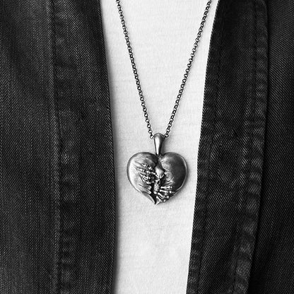 alwaysdwellTM - Heart of Hell Ripped Skull Necklace