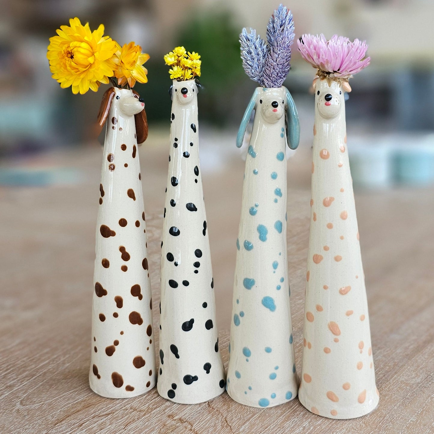 🌷🌼2024 New Arrival Fall decorations- 4 Colors/Set 🔥Handmade clay puppy Vase🎁(The width of the mouth of the bottle is about 3/4 inch/2cm)