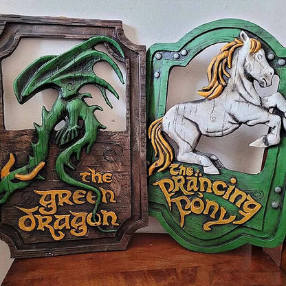 alwaysdwellTM - The Prancing Pony & The Green Dragon Pub Signs Set Handmade Bar Style