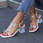 alwaysdwell™-Promotion 49% OFF - Women's Flower Rhinestone Block Heel Sandals