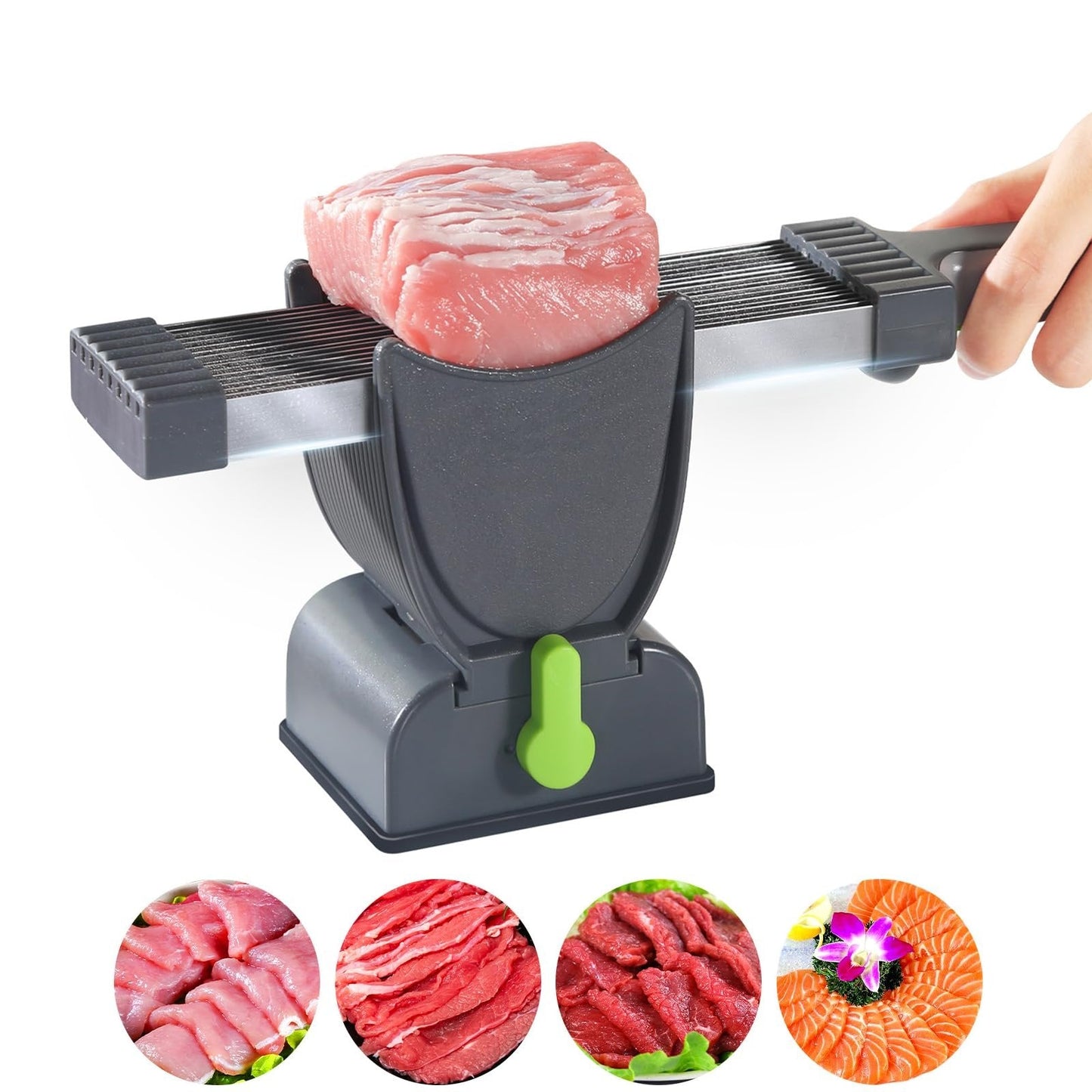 alwaysdwellTM - Meat Slicer For Fresh Raw Meat, Adjustable Thickness 2 Or 4 Mm, 17-In-1 Stainless Steel Meat Cleaver Kitchen Knife