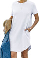 alwaysdwellTM - Casual short-sleeved T-shirt dress with pockets