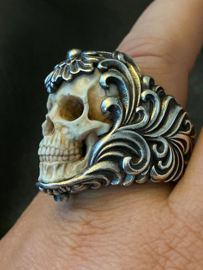 ⏰Hot Sale 49% OFF -Vintage Polish Floral Armor Antler Skull Ring