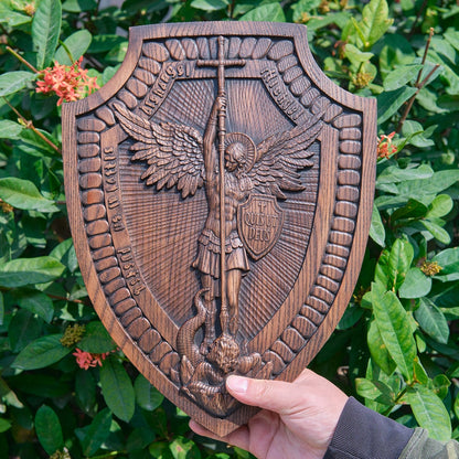 🎁Shield Archangel Michael Solid wood carving gift