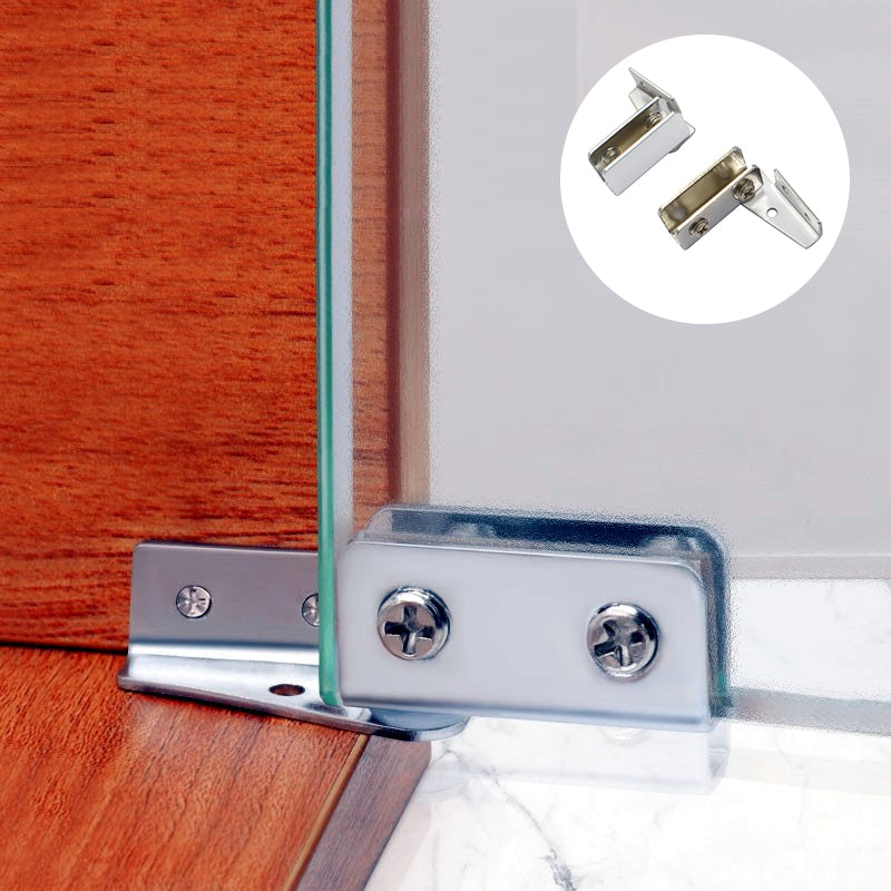 L-shaped rotating glass hinge