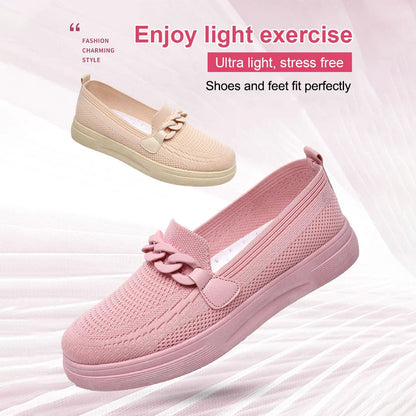 lusailstore™ - Women's breathable fly knit chain slip-on shoes