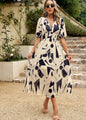 alwaysdwellTM - Summer Temperament Waist V-Neck Printed Dress (Buy 2 Free Shipping)