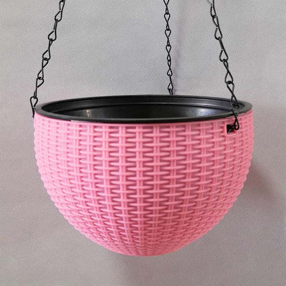 Plastic Rattan Hanging Planter Basket with Drainage Hole