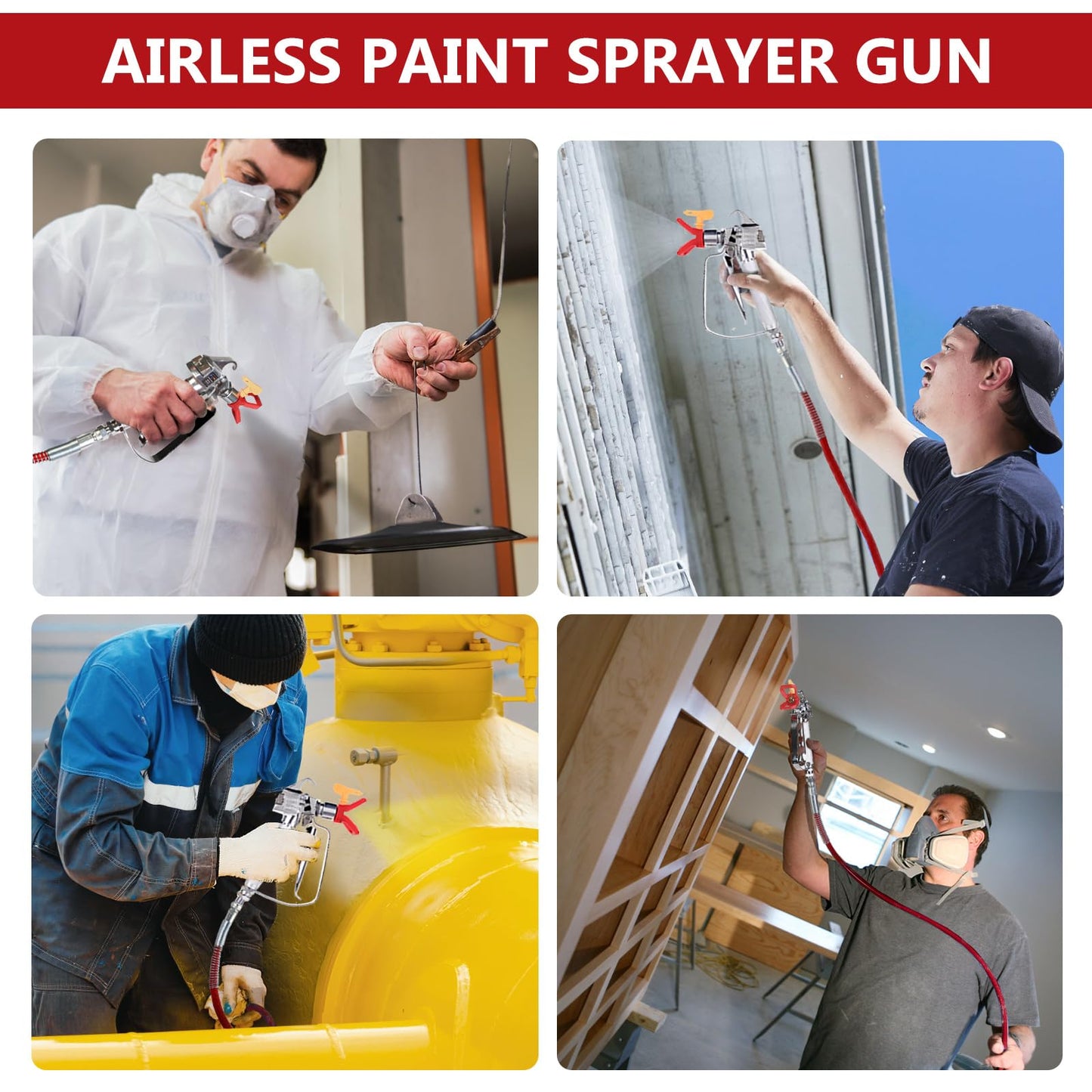 3600PSI Airless Paint Sprayer G u n High Pressure with 517 Yellow Spray Tip Nozzle Guard Power Tool Spraying Machine