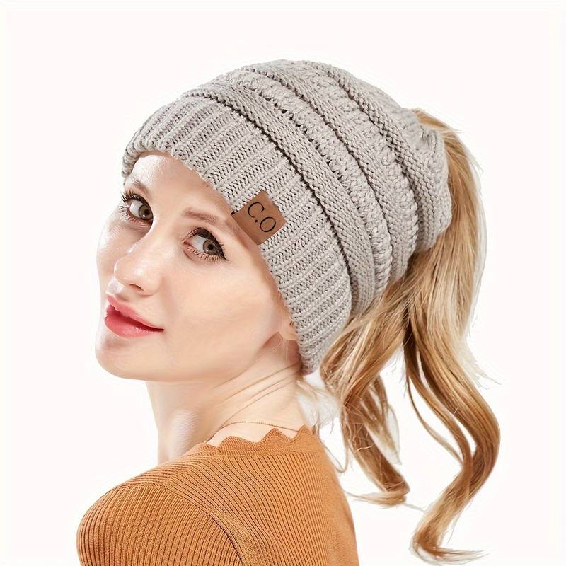 🔥Last Day Sale-48% OFF🎁Winter Soft Knit Ponytail Bun Beanie Hat