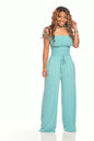 alwaysdwell™ - Off Shoulder Solid Color Smocked Jumpsuit