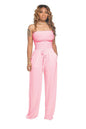 alwaysdwell™ - Off Shoulder Solid Color Smocked Jumpsuit