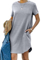 alwaysdwellTM - Casual short-sleeved T-shirt dress with pockets