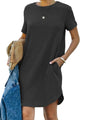 alwaysdwellTM - Casual short-sleeved T-shirt dress with pockets