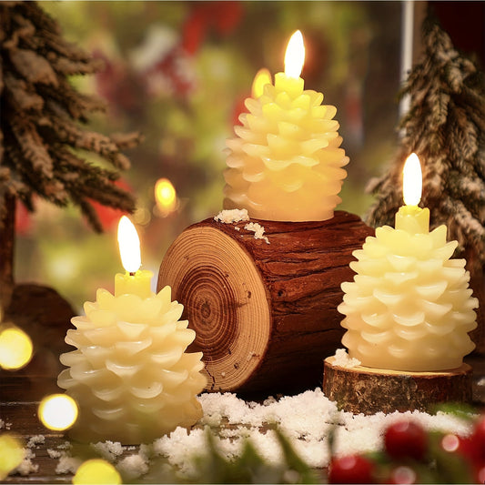 alwaysdwellTM - New Christmas pine cone paraffin LED bullet candle light Christmas decoration atmosphere