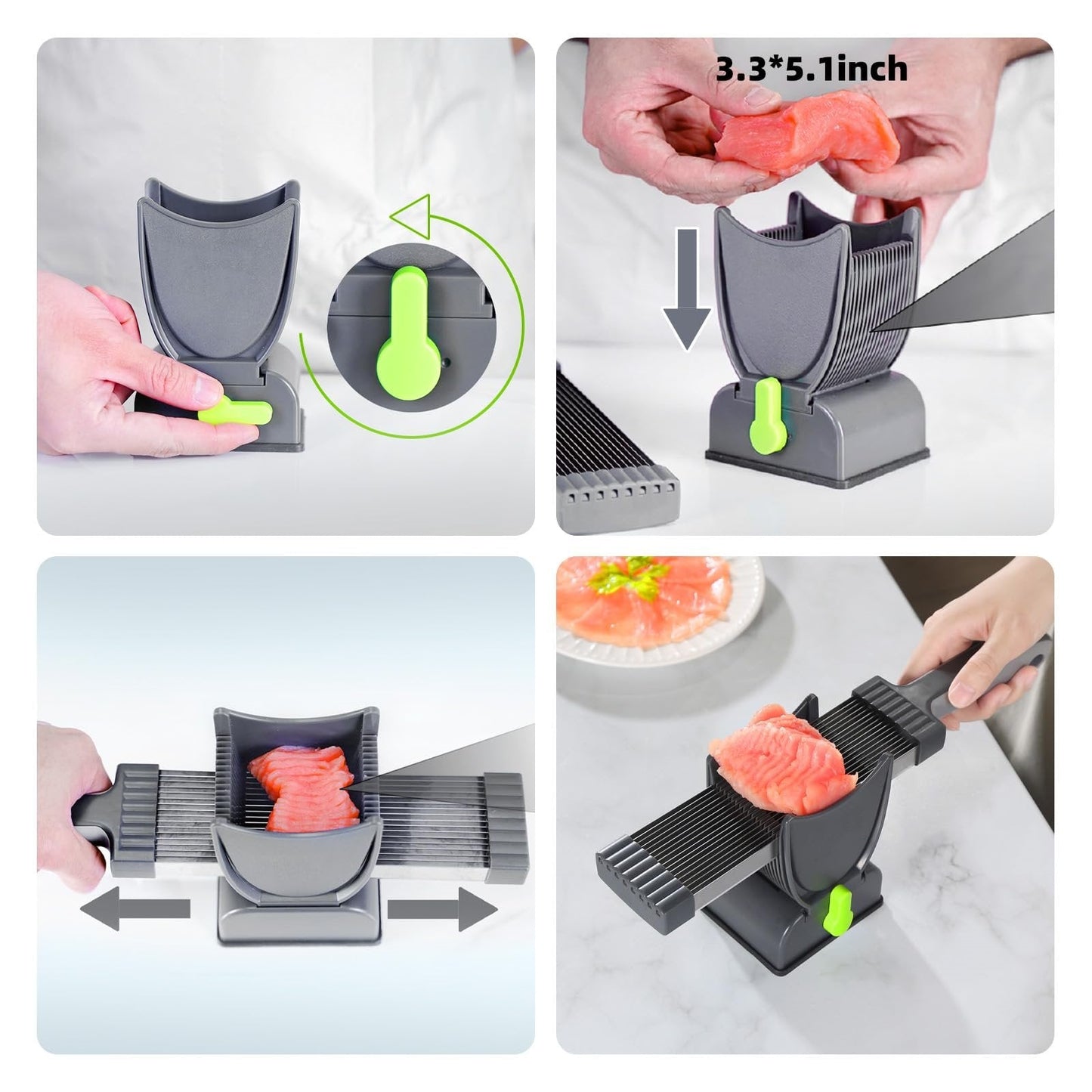 alwaysdwellTM - Meat Slicer For Fresh Raw Meat, Adjustable Thickness 2 Or 4 Mm, 17-In-1 Stainless Steel Meat Cleaver Kitchen Knife