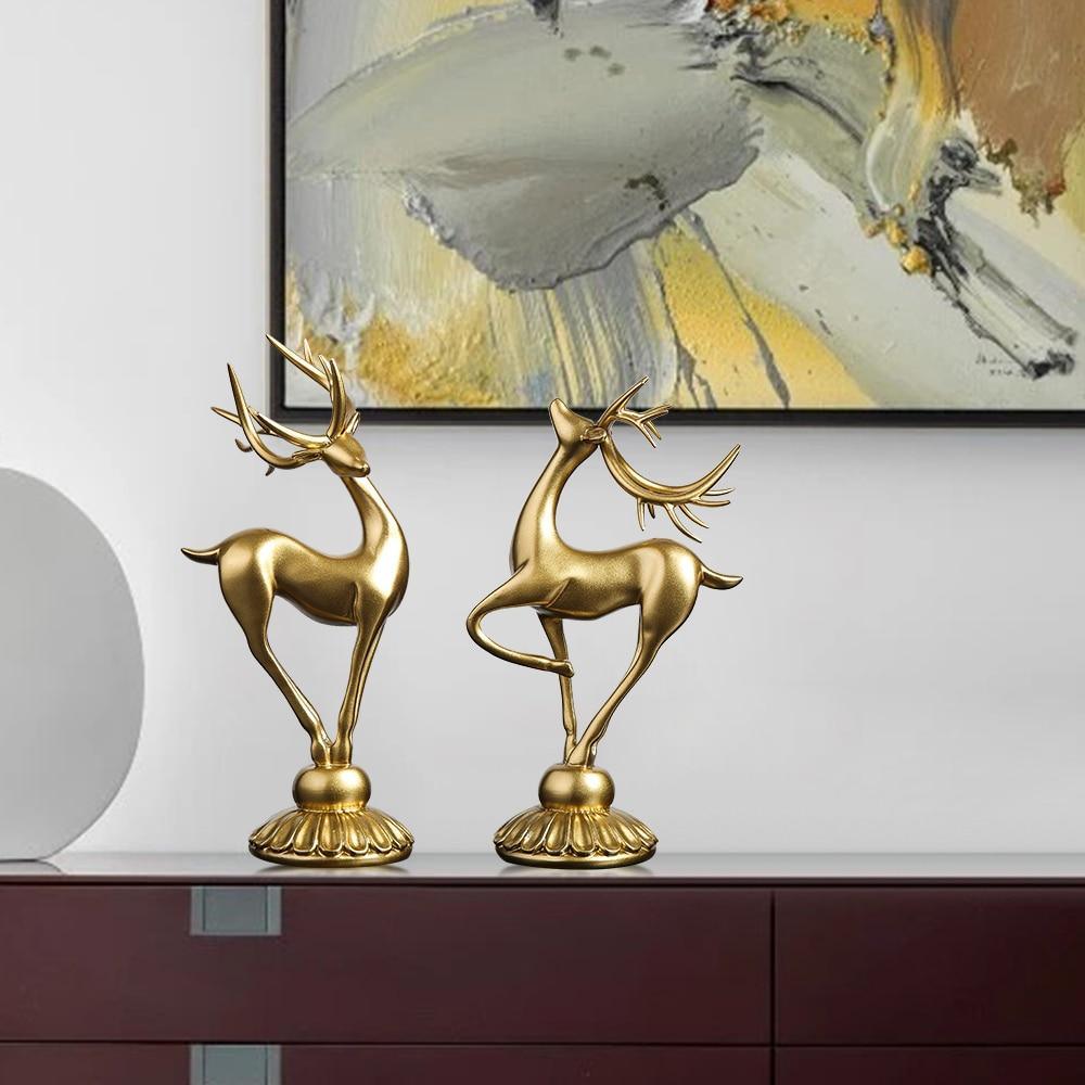 Handmade Golden Deer Animal Figurine