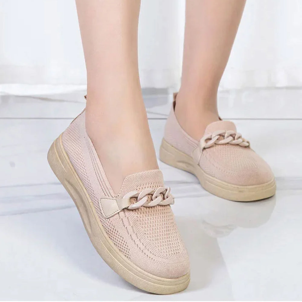 lusailstore™ - Women's breathable fly knit chain slip-on shoes