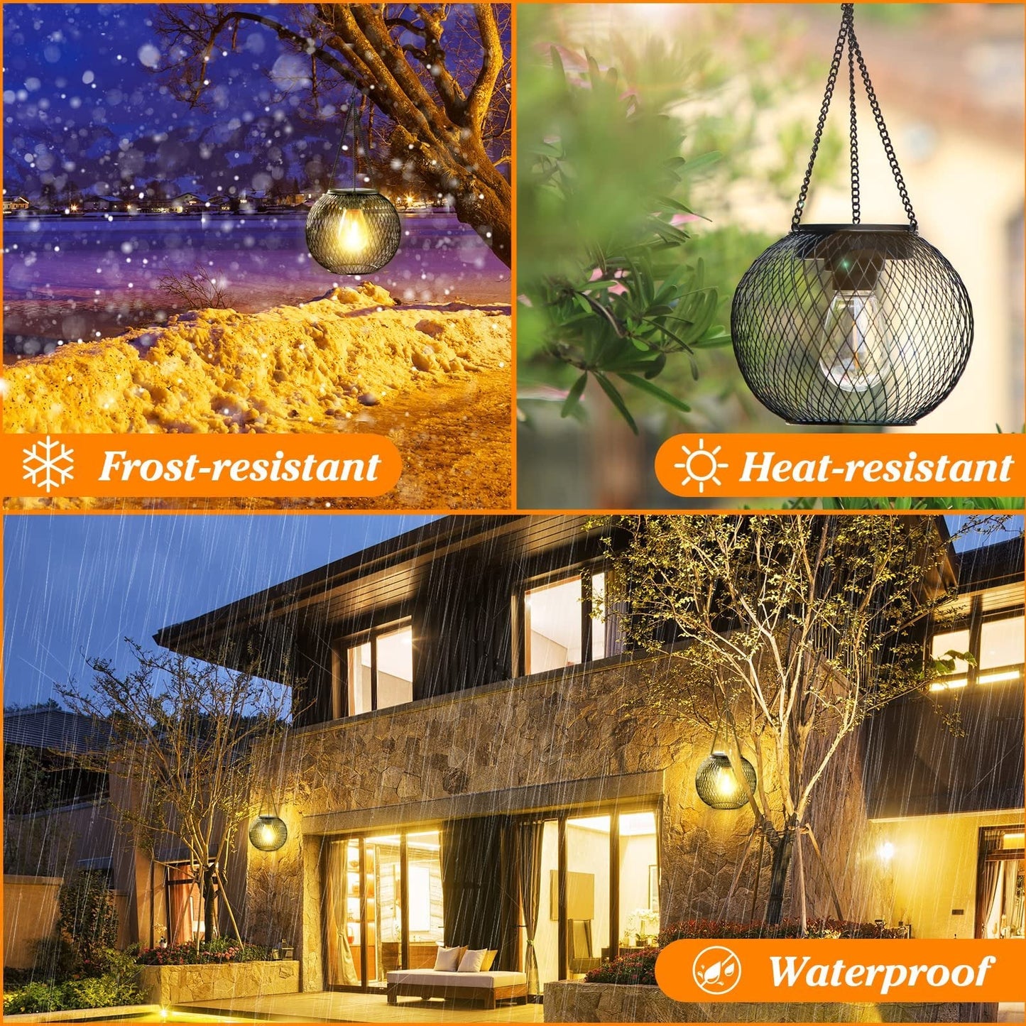 Solar Outdoor Lights Upgraded Hanging Lantern